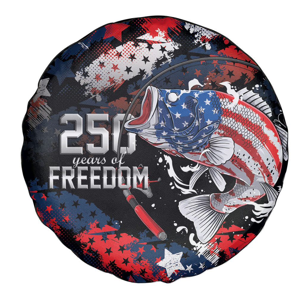 Largemouth Bass Fishing Spare Tire Cover America 250 Year Freedom