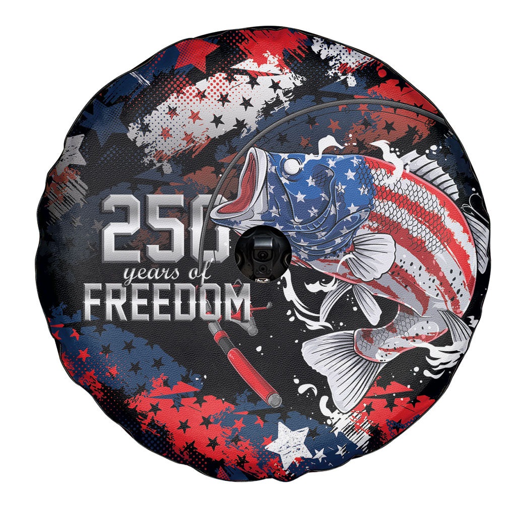 Largemouth Bass Fishing Spare Tire Cover America 250 Year Freedom