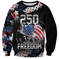 Personalized Largemouth Bass Fishing Sweatshirt America 250 Year Freedom