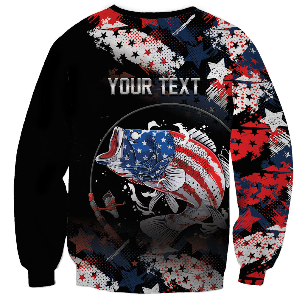 Personalized Largemouth Bass Fishing Sweatshirt America 250 Year Freedom
