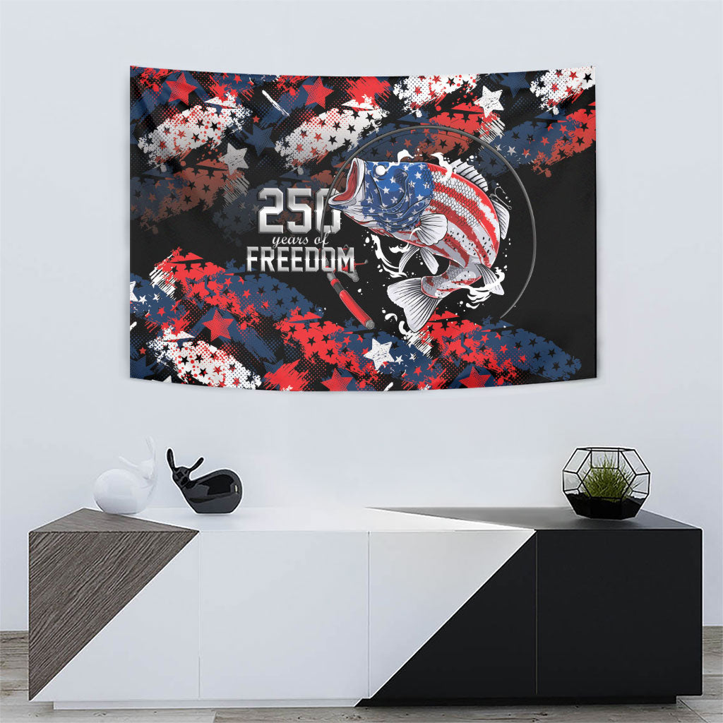 Largemouth Bass Fishing Tapestry America 250 Year Freedom