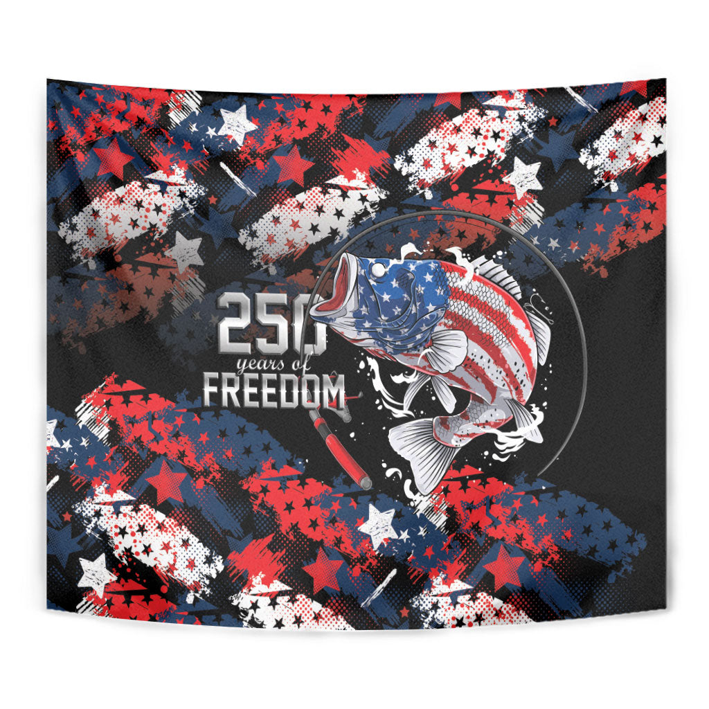 Largemouth Bass Fishing Tapestry America 250 Year Freedom