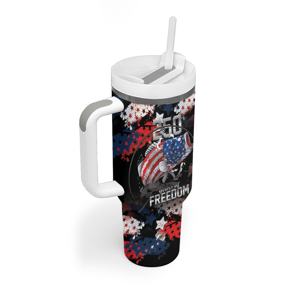 Personalized Largemouth Bass Fishing Tumbler With Handle America 250 Year Freedom