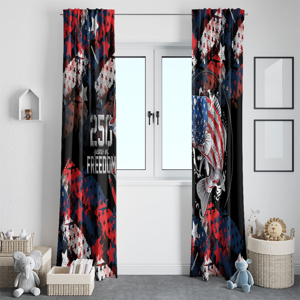 Largemouth Bass Fishing Window Curtain America 250 Year Freedom