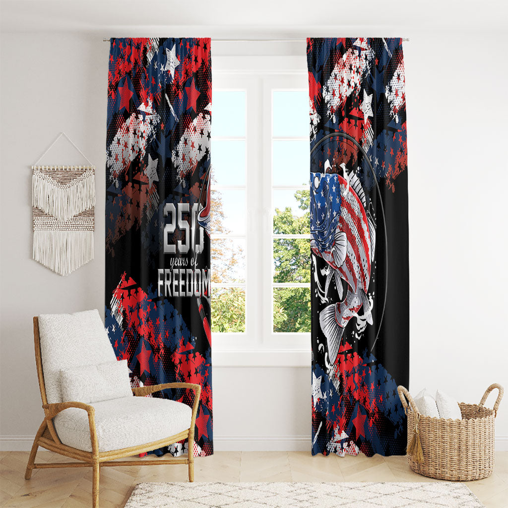 Largemouth Bass Fishing Window Curtain America 250 Year Freedom