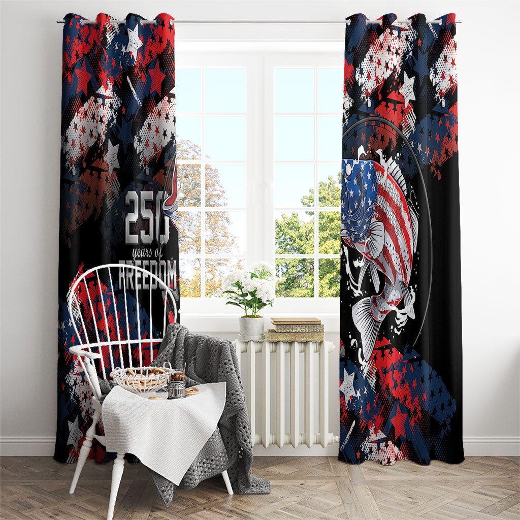 Largemouth Bass Fishing Window Curtain America 250 Year Freedom