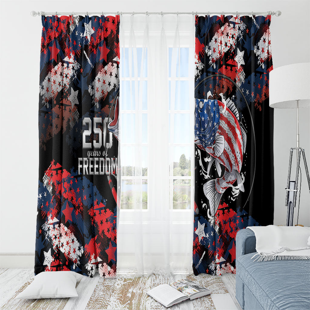 Largemouth Bass Fishing Window Curtain America 250 Year Freedom