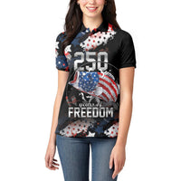 Personalized Largemouth Bass Fishing Women Polo Shirt America 250 Year Freedom