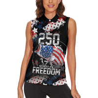 Personalized Largemouth Bass Fishing Women Sleeveless Polo Shirt America 250 Year Freedom