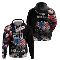 Personalized Largemouth Bass Fishing Zip Hoodie America 250 Year Freedom