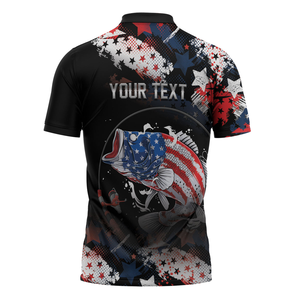 Personalized Largemouth Bass Fishing Zipper Polo Shirt America 250 Year Freedom