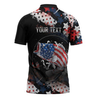 Personalized Largemouth Bass Fishing Zipper Polo Shirt America 250 Year Freedom