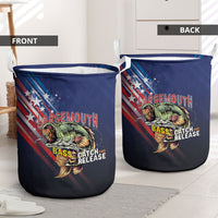 Largemouth Bass Fishing Laundry Basket American Flag