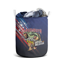 Largemouth Bass Fishing Laundry Basket American Flag