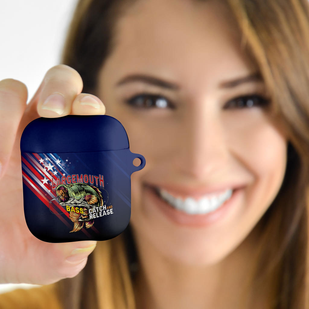 Largemouth Bass Fishing AirPods Case American Flag