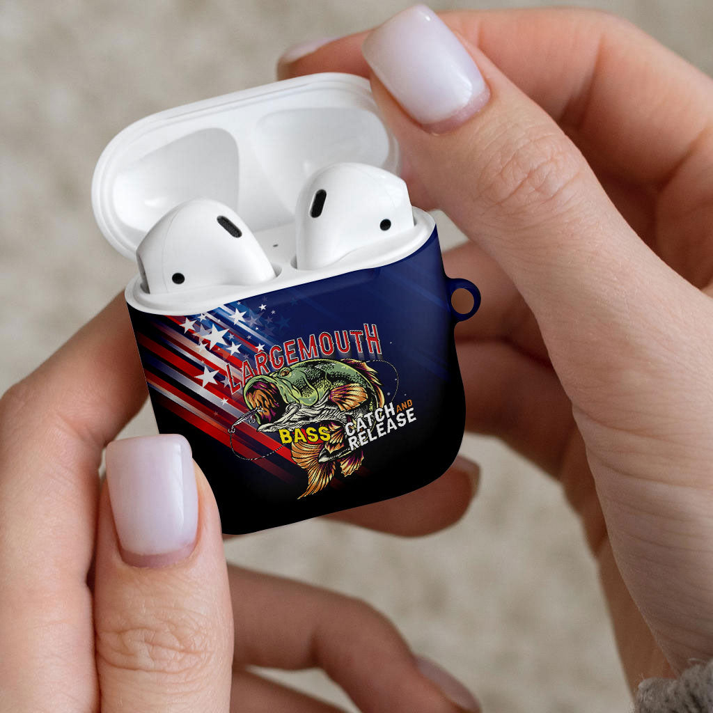 Largemouth Bass Fishing AirPods Case American Flag