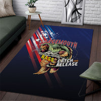 Largemouth Bass Fishing Area Rug American Flag