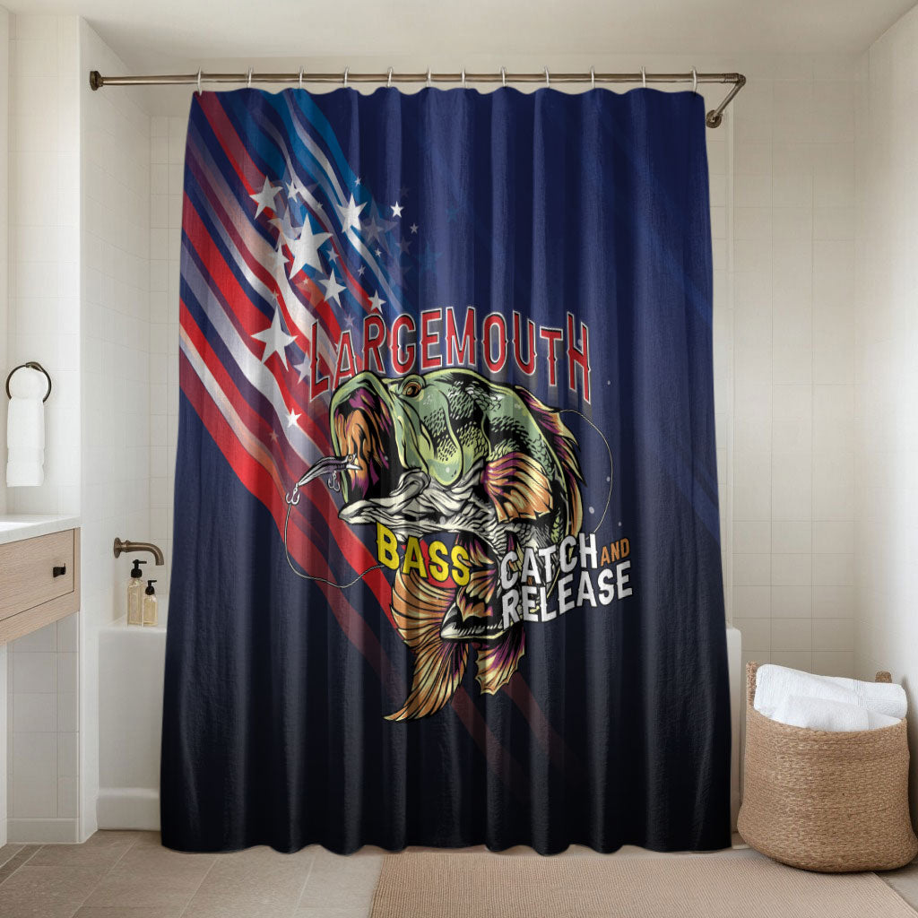 Largemouth Bass Fishing Bathroom Set American Flag