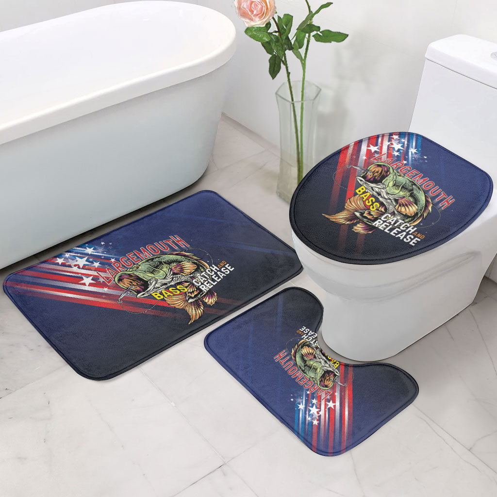 Largemouth Bass Fishing Bathroom Set American Flag