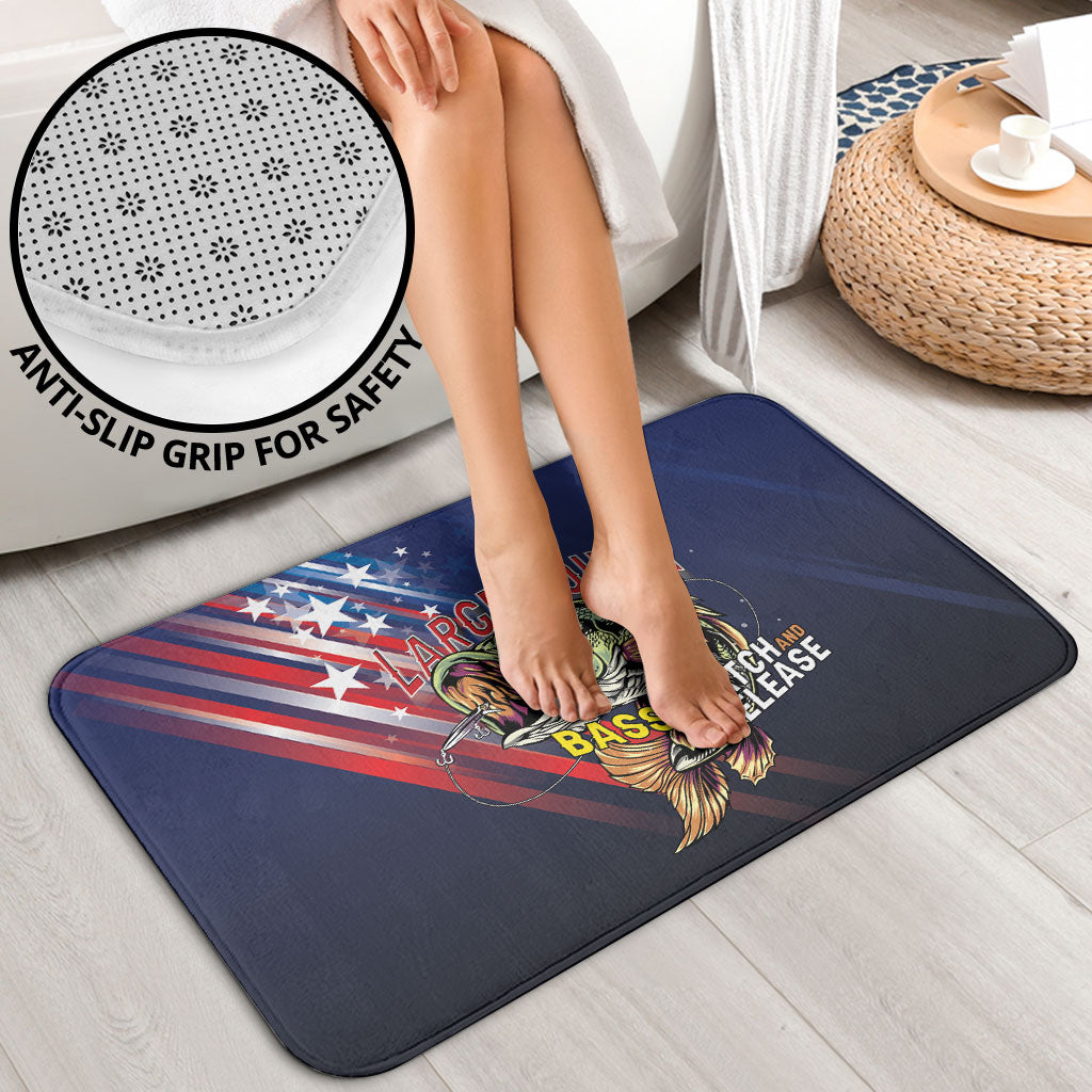 Largemouth Bass Fishing Bathroom Set American Flag