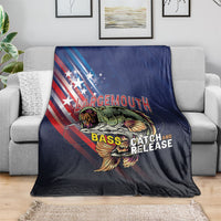 Largemouth Bass Fishing Blanket American Flag