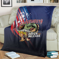 Largemouth Bass Fishing Blanket American Flag