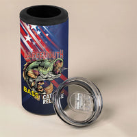 Personalized Largemouth Bass Fishing 4 in 1 Can Cooler Tumbler American Flag