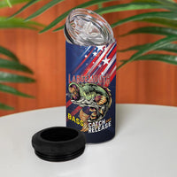 Personalized Largemouth Bass Fishing 4 in 1 Can Cooler Tumbler American Flag