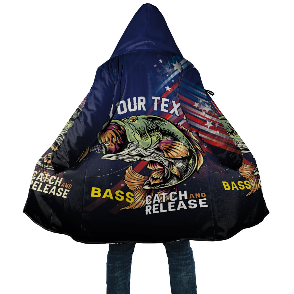 Personalized Largemouth Bass Fishing Cloak American Flag