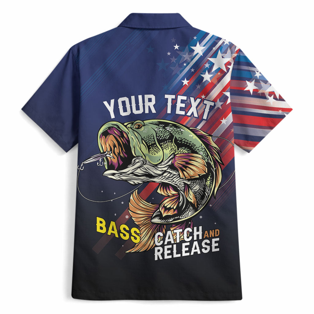 Personalized Largemouth Bass Fishing Hawaiian Shirt American Flag