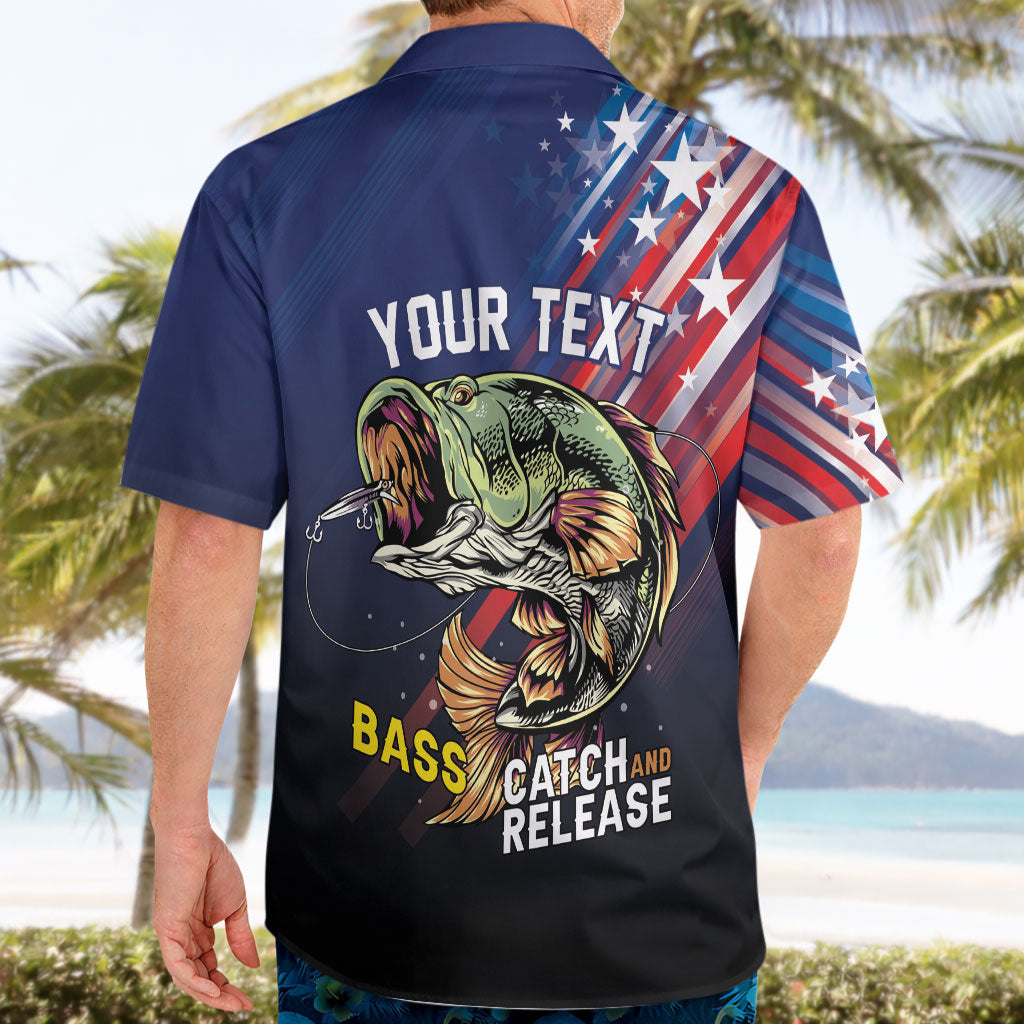 Personalized Largemouth Bass Fishing Hawaiian Shirt American Flag