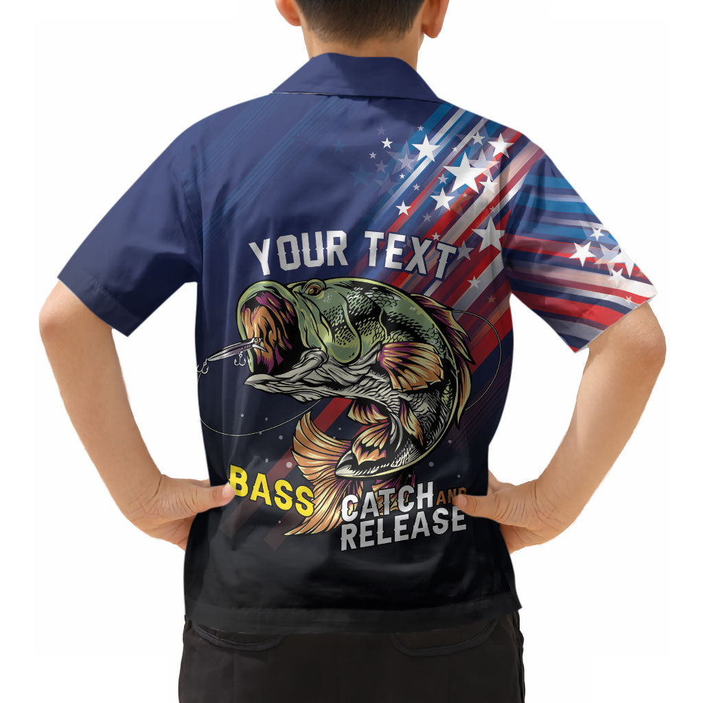 Personalized Largemouth Bass Fishing Hawaiian Shirt American Flag