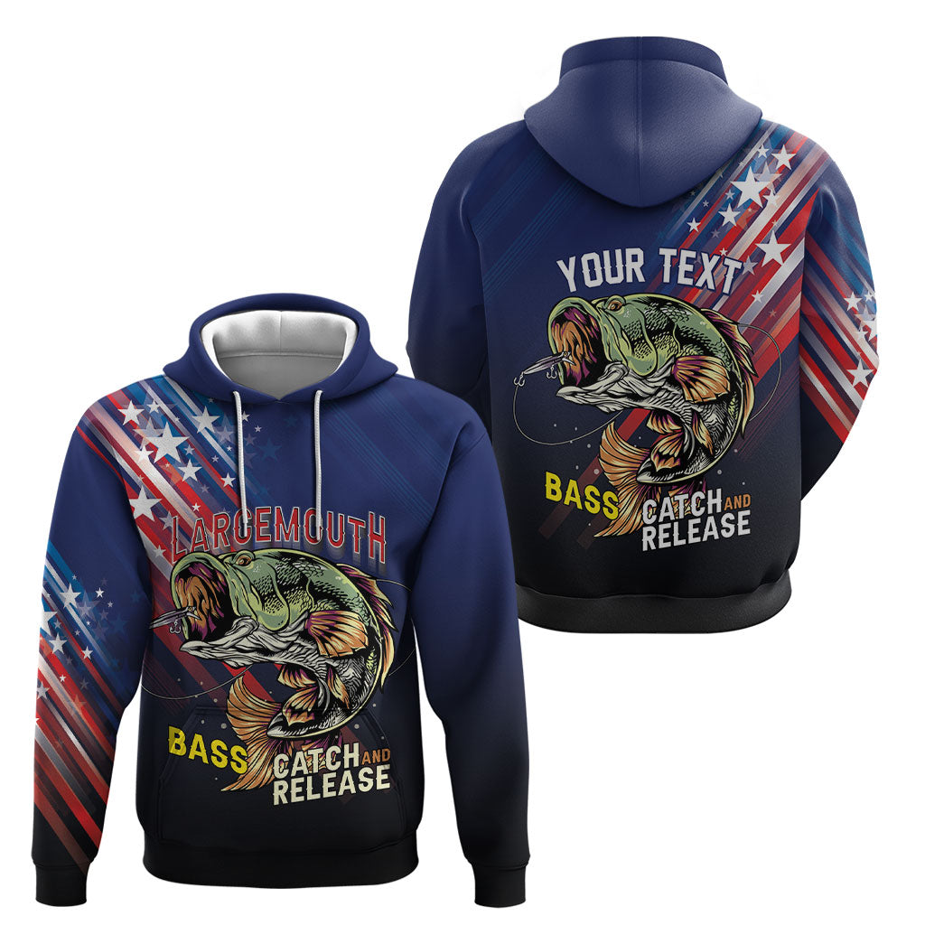 Personalized Largemouth Bass Fishing Hoodie American Flag