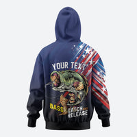 Personalized Largemouth Bass Fishing Hoodie American Flag
