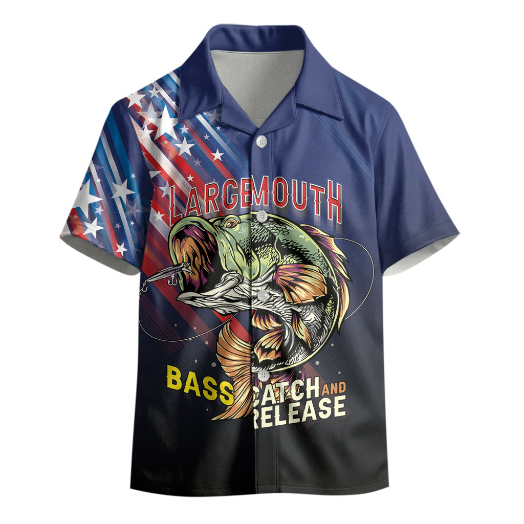 Personalized Largemouth Bass Fishing Kid Hawaiian Shirt American Flag