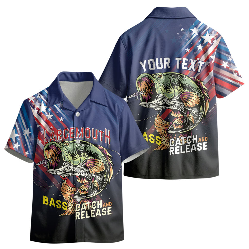 Personalized Largemouth Bass Fishing Kid Hawaiian Shirt American Flag