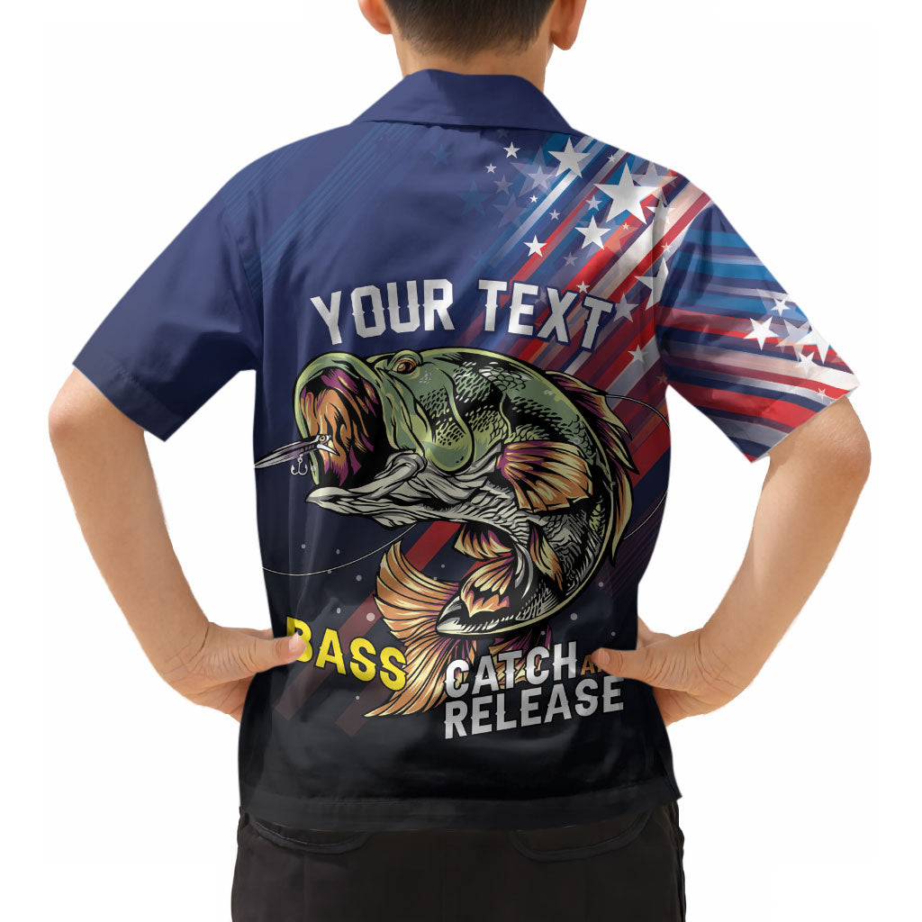 Personalized Largemouth Bass Fishing Kid Hawaiian Shirt American Flag