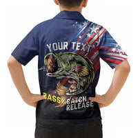 Personalized Largemouth Bass Fishing Kid Hawaiian Shirt American Flag