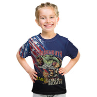 Personalized Largemouth Bass Fishing Kid T Shirt American Flag