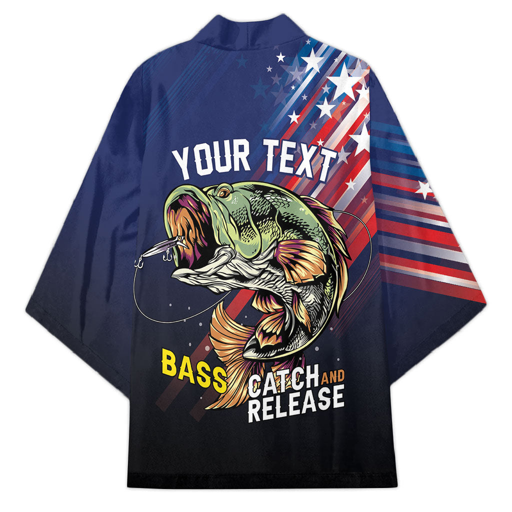Personalized Largemouth Bass Fishing Kimono American Flag