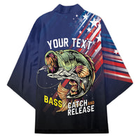 Personalized Largemouth Bass Fishing Kimono American Flag