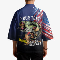 Personalized Largemouth Bass Fishing Kimono American Flag