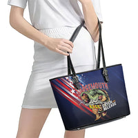Largemouth Bass Fishing Leather Tote Bag American Flag