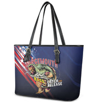 Largemouth Bass Fishing Leather Tote Bag American Flag