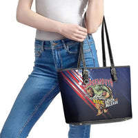 Largemouth Bass Fishing Leather Tote Bag American Flag