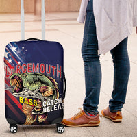 Largemouth Bass Fishing Luggage Cover American Flag