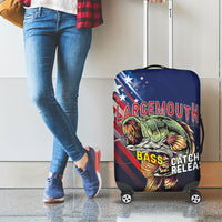 Largemouth Bass Fishing Luggage Cover American Flag