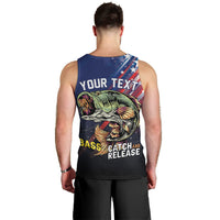 Personalized Largemouth Bass Fishing Men Tank Top American Flag
