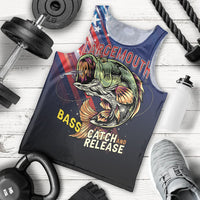 Personalized Largemouth Bass Fishing Men Tank Top American Flag