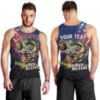 Personalized Largemouth Bass Fishing Men Tank Top American Flag